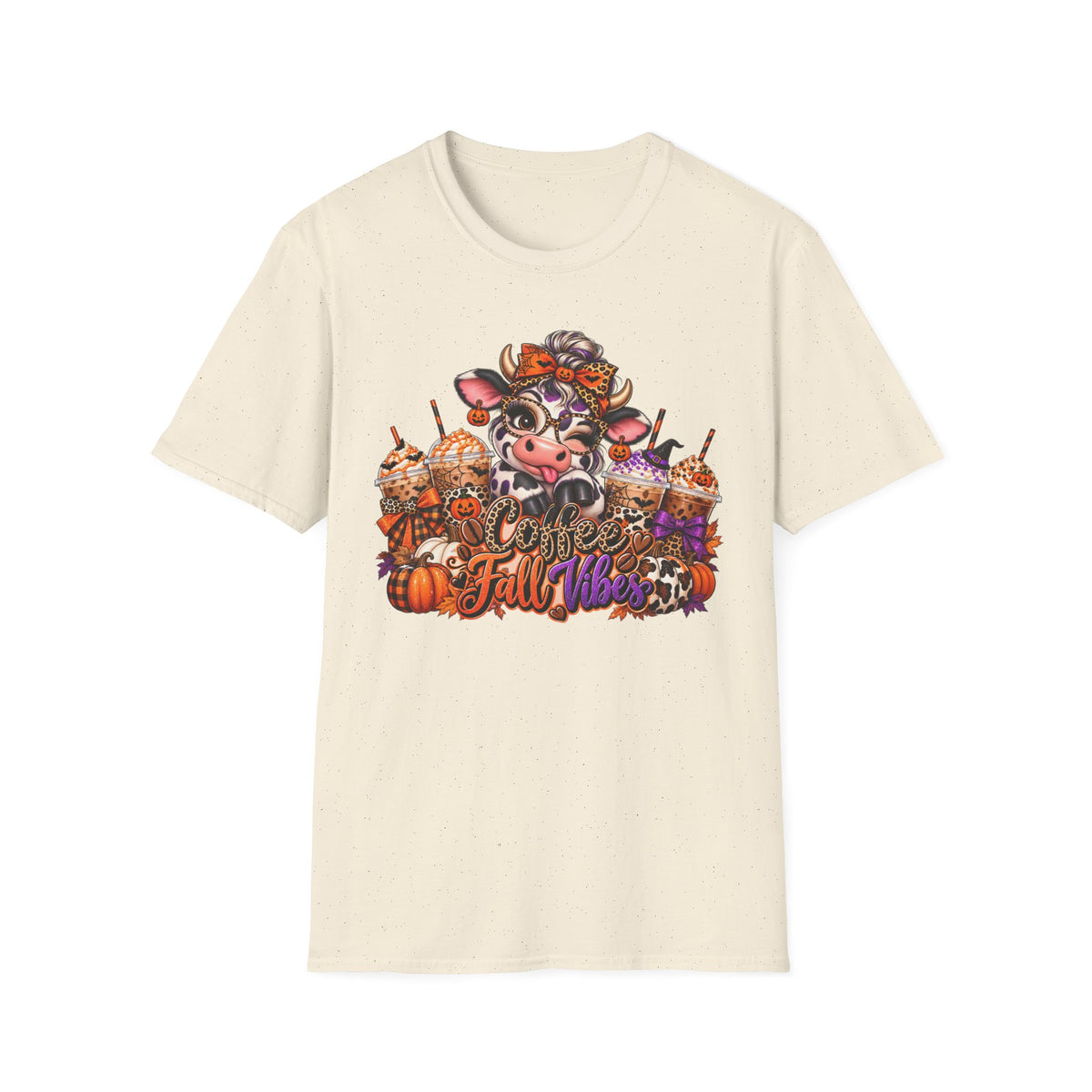 Cow Autumn Fall Vibes T-Shirt | Pumpkin Spice, Sunflowers, Cozy Harvest