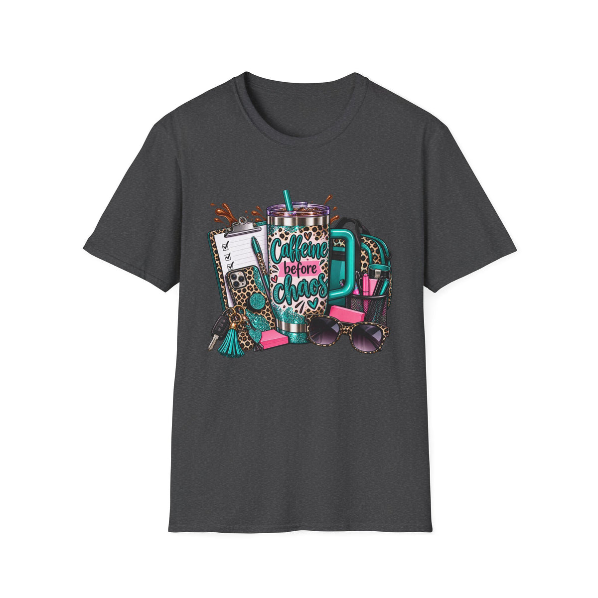 Coffee Before Chaos T-Shirt | Daily Essentials, Backpack, Sunglasses Graphic