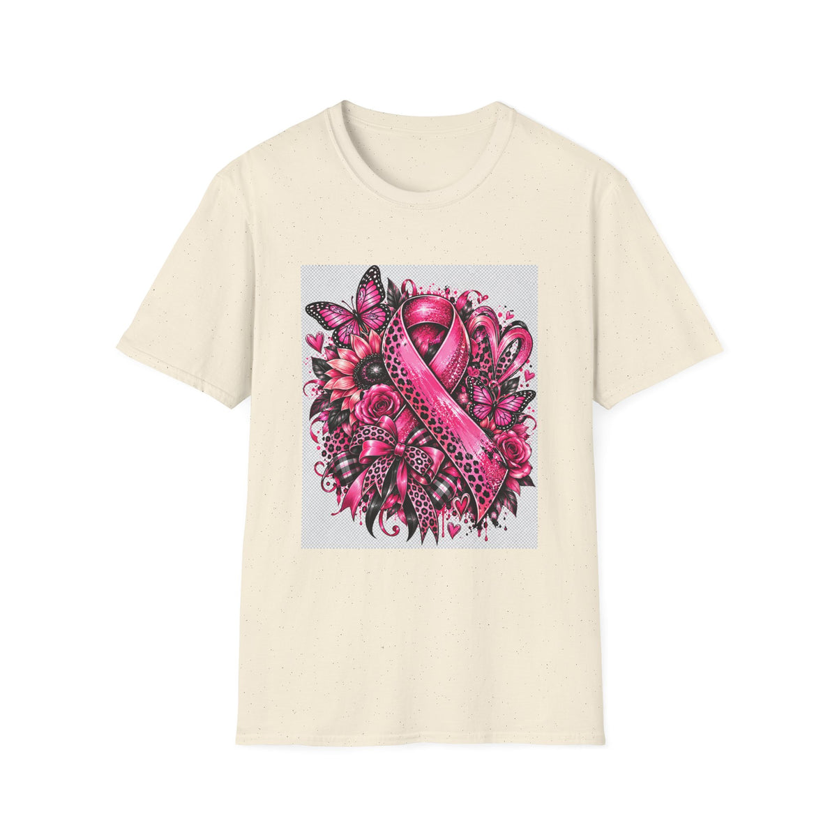 Breast Cancer Awareness Pink Ribbon T-Shirt — Floral Butterfly Support Tee