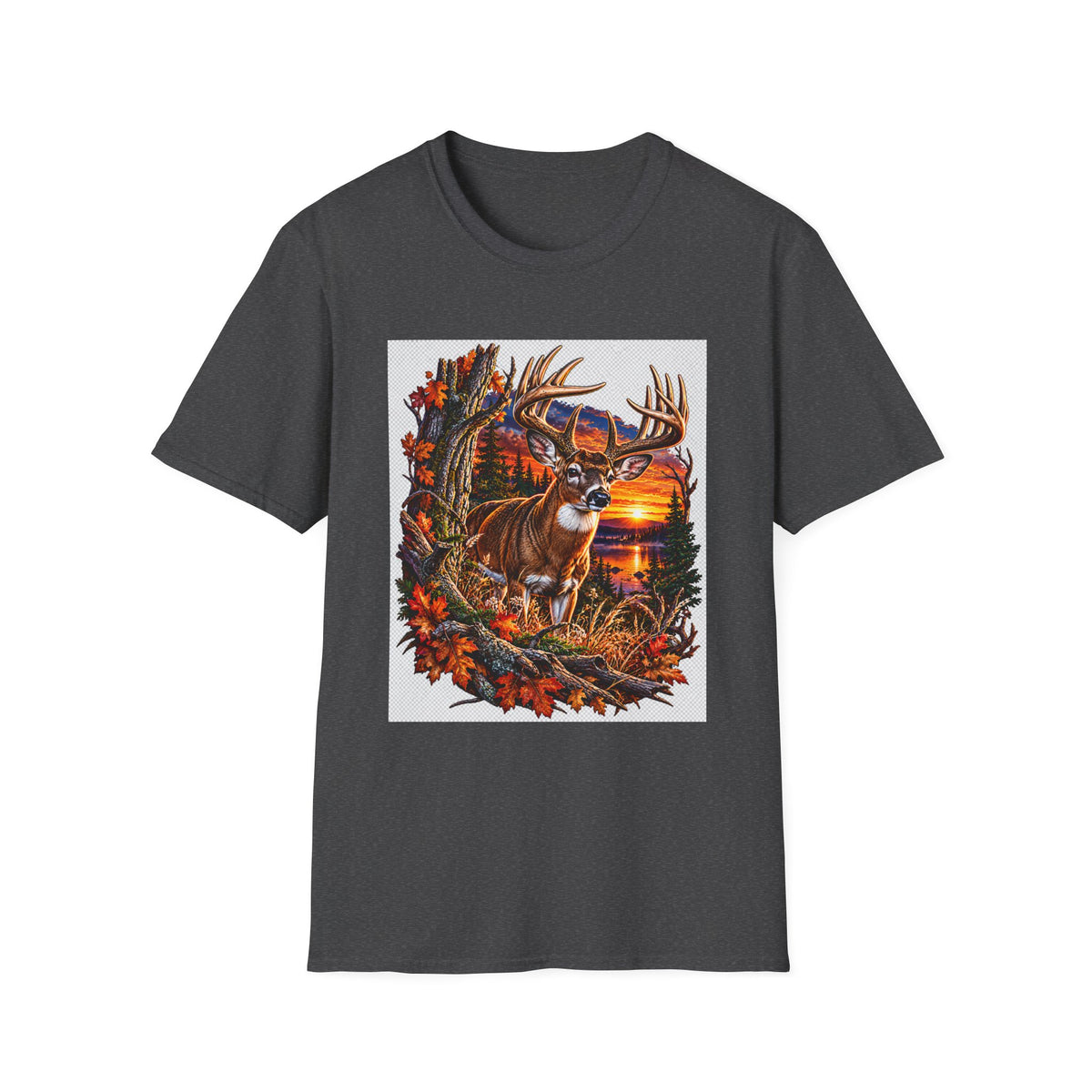 Deer Sunset T-Shirt — Autumn Hunting Scene Tee